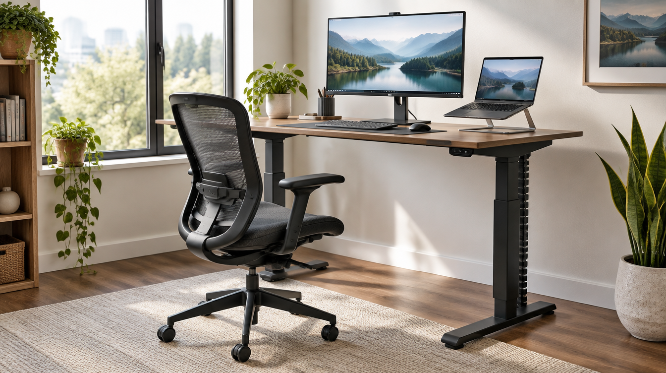 Ergonomic motorized desk and chair at the ELIS online store